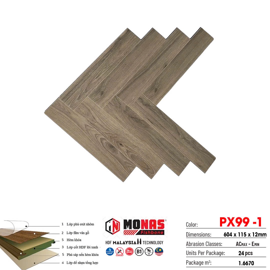 Sàn gỗ Xương cá cốt xanh PX99-1